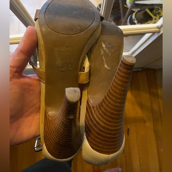 Nine West genuine leather nude gladiator sandals - Picture 9 of 11